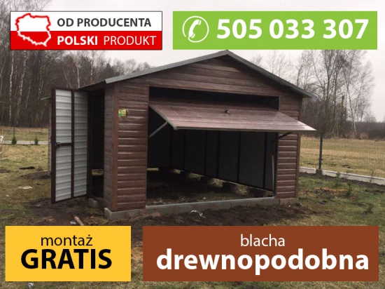 MONTAŻ GRATIS garaż balszany drewnopodobny 4x6 brama uchylna