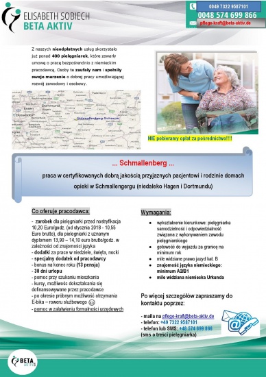 Pielęgniarka – praca – domy opieki w Schmallenbergu
